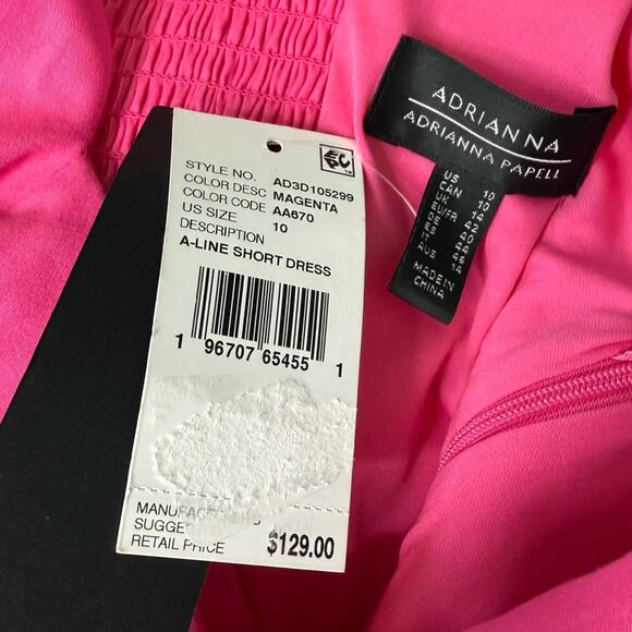 Adrianna by Adrianna Papell Women's Bow-Trim Sheath Dress Magenta Sz 10 NWT - Picture 7 of 9